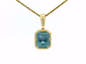 STEP CUT 2.45ct BLUE TOURMALINE PENDANT 10ct GOLD