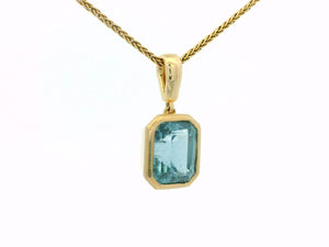 STEP CUT 2.45ct BLUE TOURMALINE PENDANT 10ct GOLD
