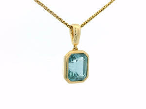 STEP CUT 2.45ct BLUE TOURMALINE PENDANT 10ct GOLD