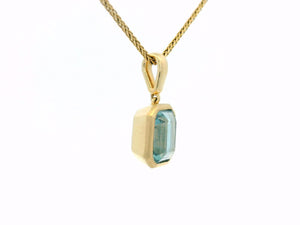 STEP CUT 2.45ct BLUE TOURMALINE PENDANT 10ct GOLD