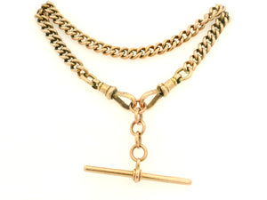 ANTIQUE 38.92g DOUBLE ALBERT FOB CHAIN 9ct GOLD