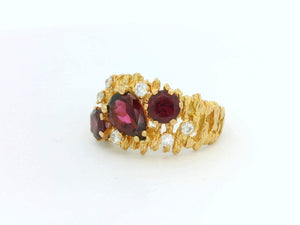 MID-CENTURY TOURMALINE & DIAMOND RING 18ct GOLD