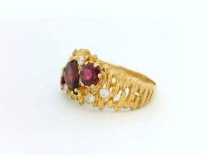 MID-CENTURY TOURMALINE & DIAMOND RING 18ct GOLD