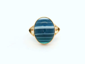 ANTIQUE BANDED AGATE RING 9ct GOLD