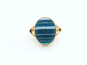ANTIQUE BANDED AGATE RING 9ct GOLD