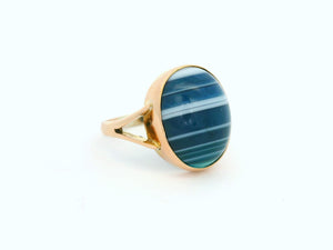 ANTIQUE BANDED AGATE RING 9ct GOLD
