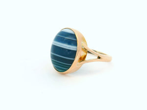 ANTIQUE BANDED AGATE RING 9ct GOLD