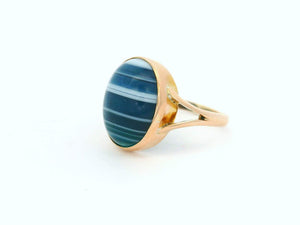 ANTIQUE BANDED AGATE RING 9ct GOLD