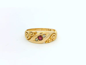 ANTIQUE RUBY & DIAMOND RING 18ct GOLD