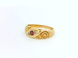 ANTIQUE RUBY & DIAMOND RING 18ct GOLD