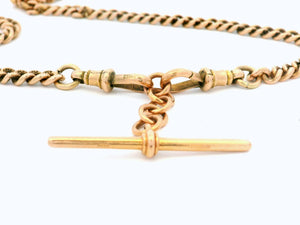 ANTIQUE 38.92g DOUBLE ALBERT FOB CHAIN 9ct GOLD
