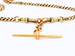 ANTIQUE 38.92g DOUBLE ALBERT FOB CHAIN 9ct GOLD