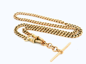 ANTIQUE 38.92g DOUBLE ALBERT FOB CHAIN 9ct GOLD