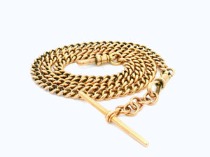 ANTIQUE 38.92g DOUBLE ALBERT FOB CHAIN 9ct GOLD