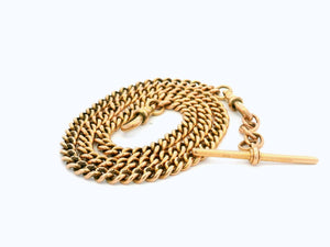 ANTIQUE 38.92g DOUBLE ALBERT FOB CHAIN 9ct GOLD