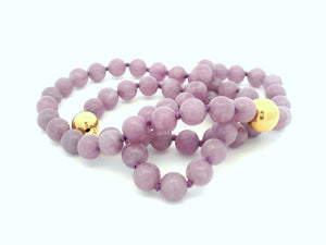 KUNZITE & GOLD BEAD NECKLACE 14ct GOLD