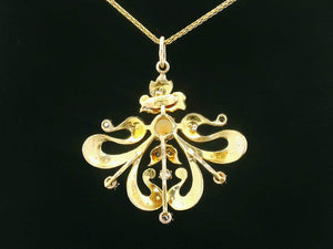 ANTIQUE AUSTRALIAN c1900 DIAMOND & PEARL PENDANT 15ct GOLD