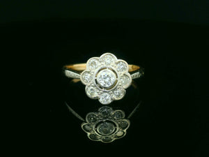 ANTIQUE ART DECO DIAMOND DAISY RING 18ct GOLD