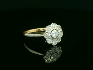 ANTIQUE ART DECO DIAMOND DAISY RING 18ct GOLD