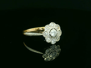 ANTIQUE ART DECO DIAMOND DAISY RING 18ct GOLD