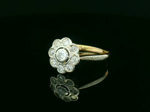 ANTIQUE ART DECO DIAMOND DAISY RING 18ct GOLD