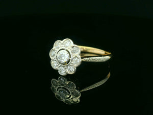 ANTIQUE ART DECO DIAMOND DAISY RING 18ct GOLD