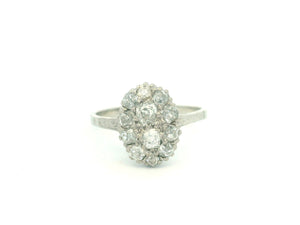 ANTIQUE 1.07ct DIAMOND CLUSTER RING 18ct GOLD