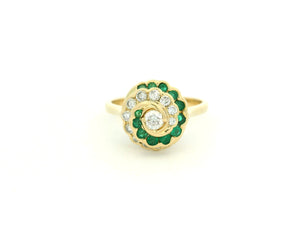 VINTAGE EMERALD & DIAMOND RING 18ct GOLD