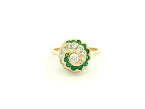 VINTAGE EMERALD & DIAMOND RING 18ct GOLD