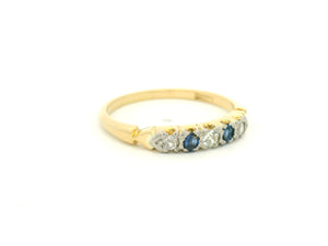 ANTIQUE SAPPHIRE & DIAMOND RING 18ct GOLD & PLATINUM
