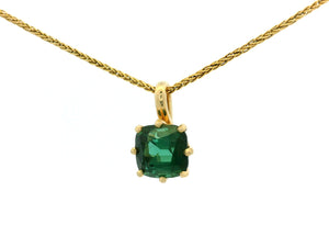 CUSHION CUT 2.40ct GREEN TOURMALINE PENDANT 10ct GOLD