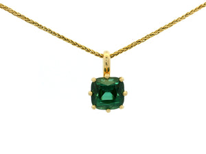 CUSHION CUT 2.40ct GREEN TOURMALINE PENDANT 10ct GOLD