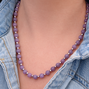 BESPOKE KUNZITE & PEARL NECKLACE 9ct GOLD