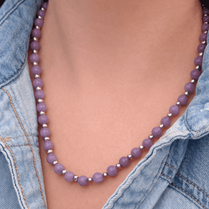 BESPOKE KUNZITE & PEARL NECKLACE 9ct GOLD