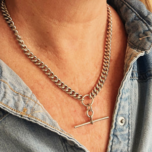 ANTIQUE VICTORIAN 1840 STERLING SILVER ALBERT CHAIN