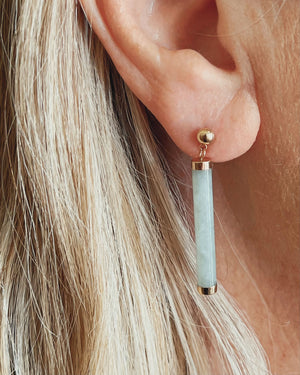 VINTAGE JADEITE DROP EARRINGS 9ct GOLD