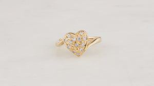 VINTAGE DIAMOND HEART RING 18ct YELLOW GOLD