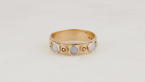 VINTAGE SOLID OPAL TRILOGY BAND 9ct GOLD