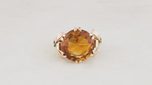 VINTAGE c1940s 5ct MANDARIN CITRINE COCKTAIL RING 9ct GOLD