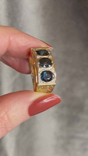 VINTAGE SAPPHIRE & DIAMOND RING 14ct GOLD