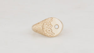BESPOKE DIAMOND FLORAL SIGNET RING 9CT GOLD