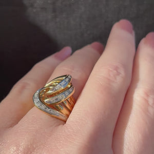 VINTAGE c1940’s DIAMOND COCKTAIL RING 18ct YELLOW GOLD & PLATINUM