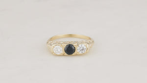 BESPOKE SAPPHIRE & DIAMOND RING 14ct GOLD