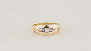 ANTIQUE VICTORIAN 1890 SAPPHIRE & DIAMOND RING 18ct GOLD