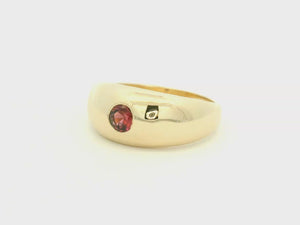 R&V BESPOKE FLUSH SET RED TOURMALINE RING 9ct GOLD