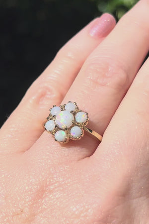 RETRO SOLID OPAL CLUSTER RING 9ct GOLD