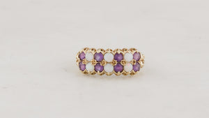 RETRO c1970’S AMETHYST & SOLID OPAL RING 9ct GOLD