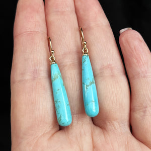 TURQUOISE BULLET EARRINGS 9ct YELLOW GOLD