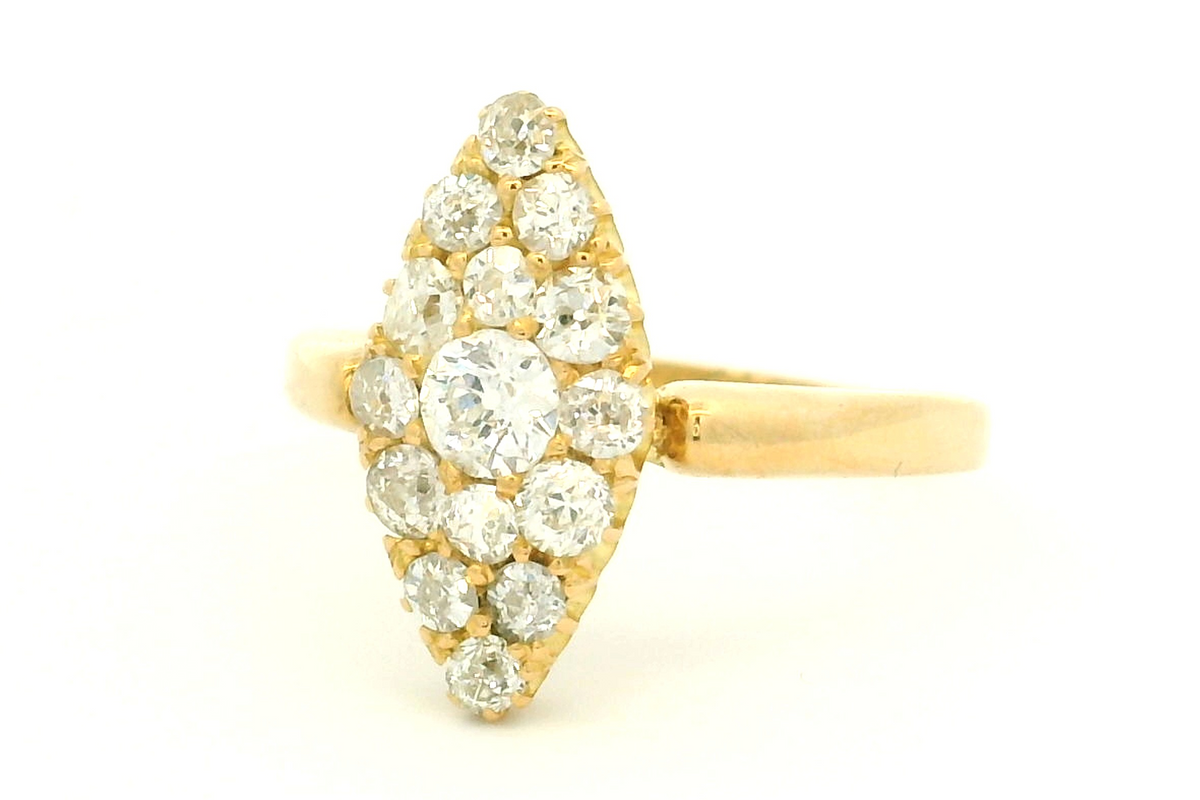 ANTIQUE LATE VICTORIAN .75ct DIAMOND CLUSTER RING 18ct GOLD