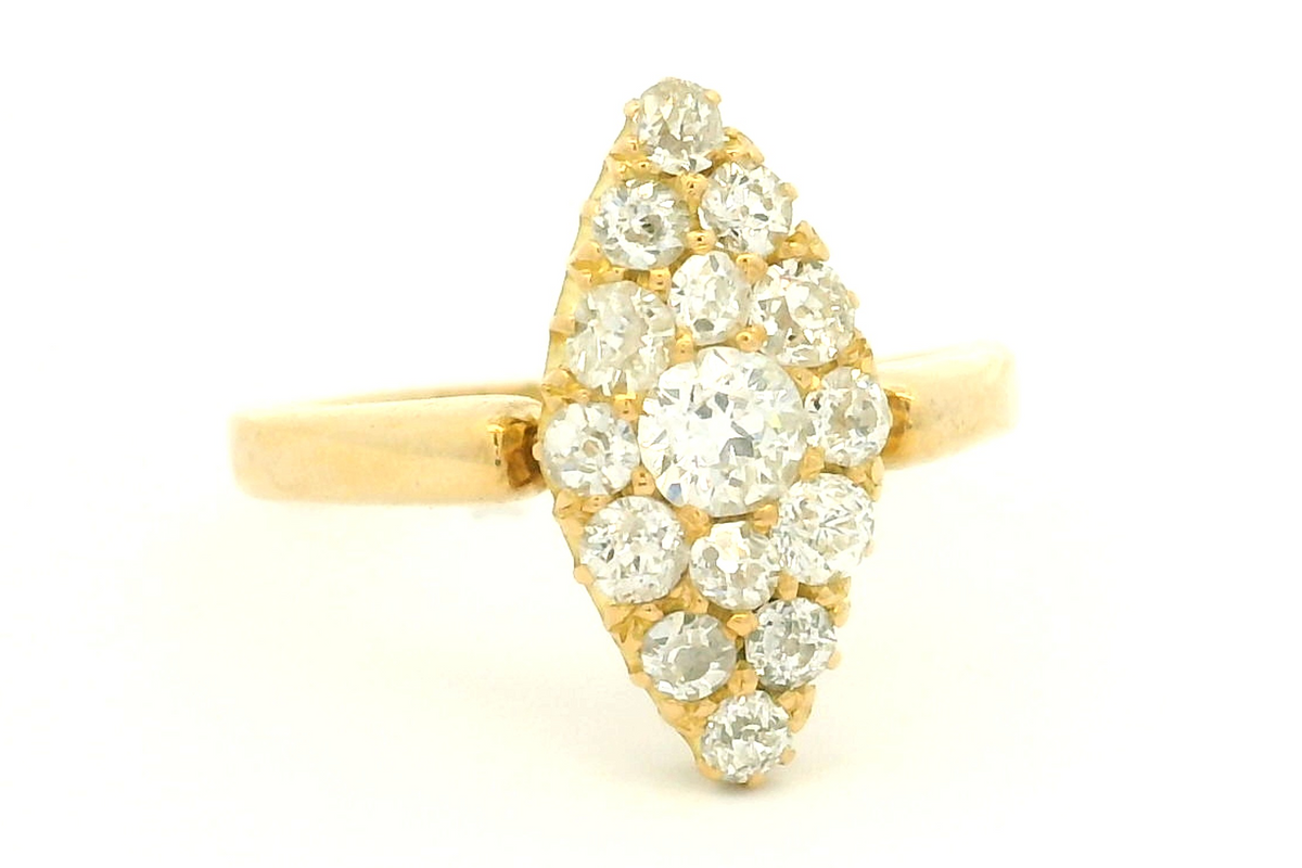 ANTIQUE LATE VICTORIAN .75ct DIAMOND CLUSTER RING 18ct GOLD